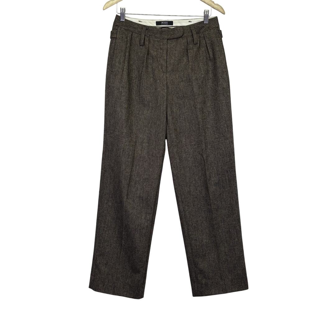 Body by Victoria Wool Pants Y2K Bridget Brown Tweed Trouser Straight Leg 6